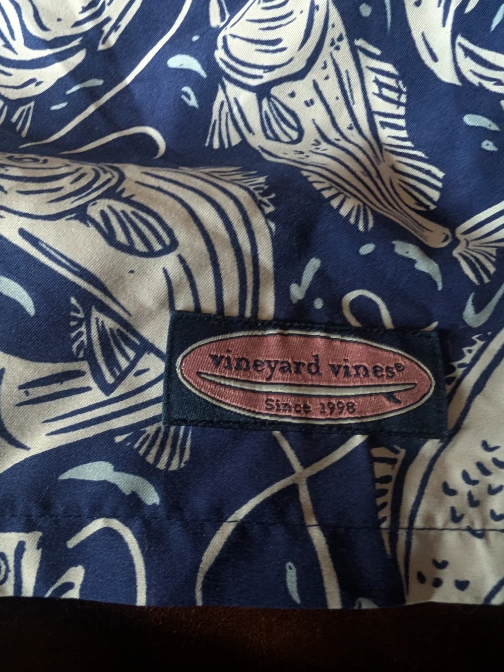 Vineyard Vines Navy Fish-Print Men's Swim Shorts